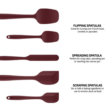 Ovente Non-Stick Spatula Set (5 Pieces) - Red