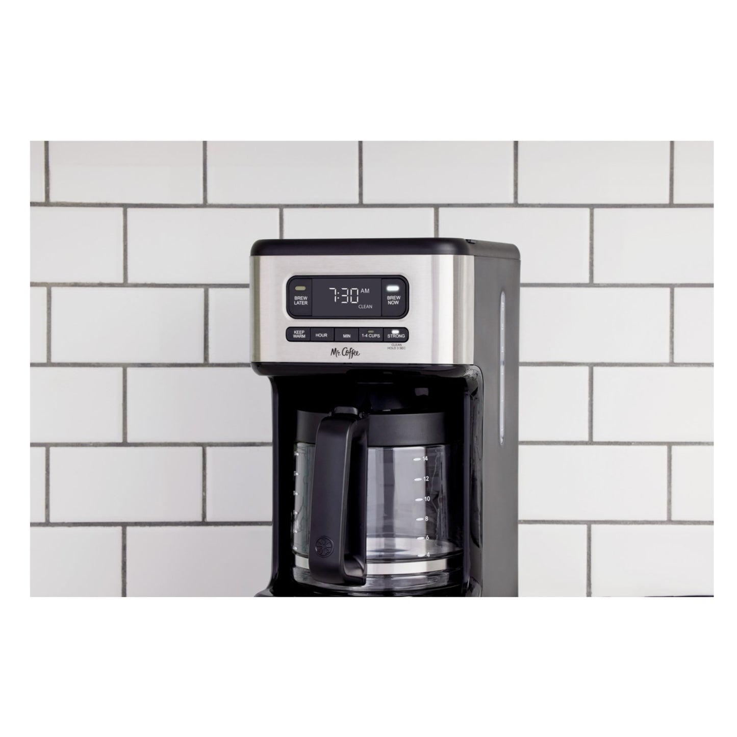 Cafetera programable Mr. Coffee 2182347 de 14 tazas - Acero inoxidable claro y color negro