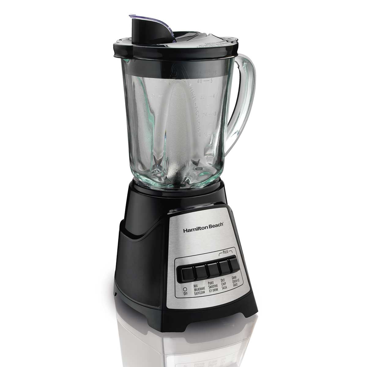 Hamilton Beach Power Elite Multi-Function Blender with Mess-free 40oz Glass Jar, 700W Black & Stainless