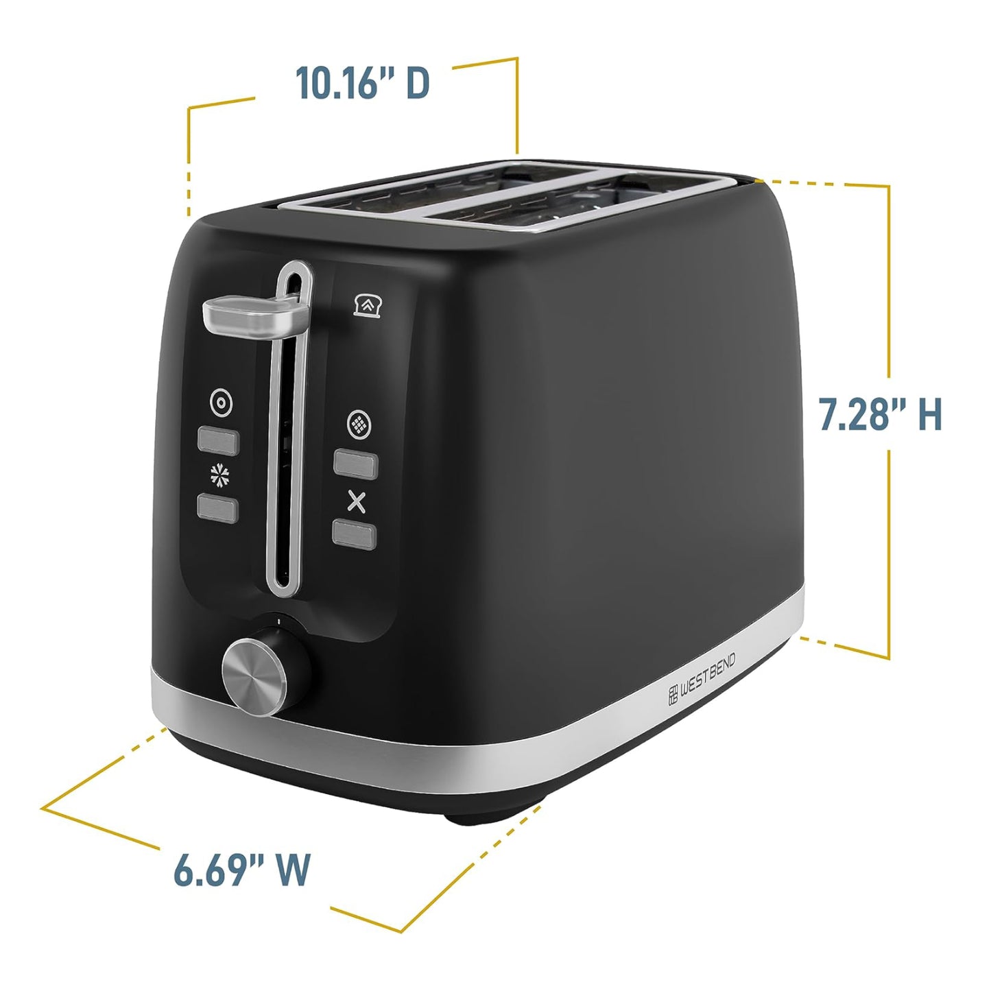 West Bend 2-Slice Toaster with Extra-Wide and Deep Slots - Black