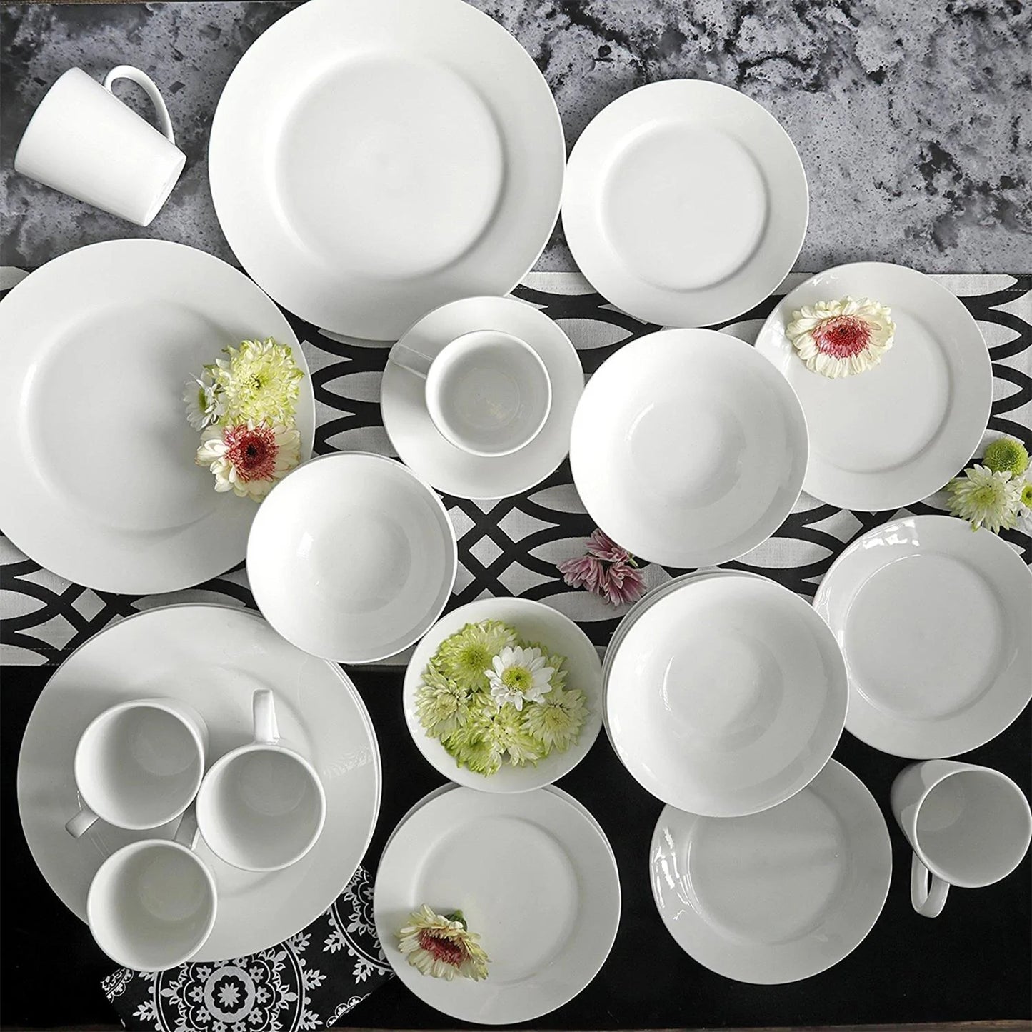 Gibson Home Noble Court Ceramic Dinnerware Set (30-piece) - White