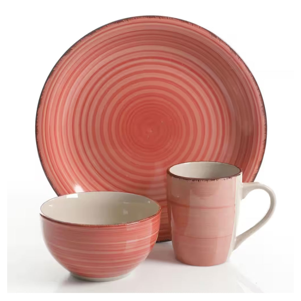 Gibson Home Color Vibes 12-Piece Pastel Stoneware Dinnerware Set