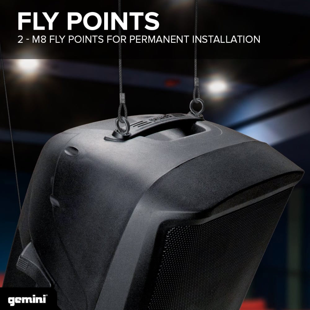 Gemini AS-2115BT-LT-PK 15" 2000W Active Multi LED Bluetooth Loudspeaker with Stand and Wired Microphone - Black