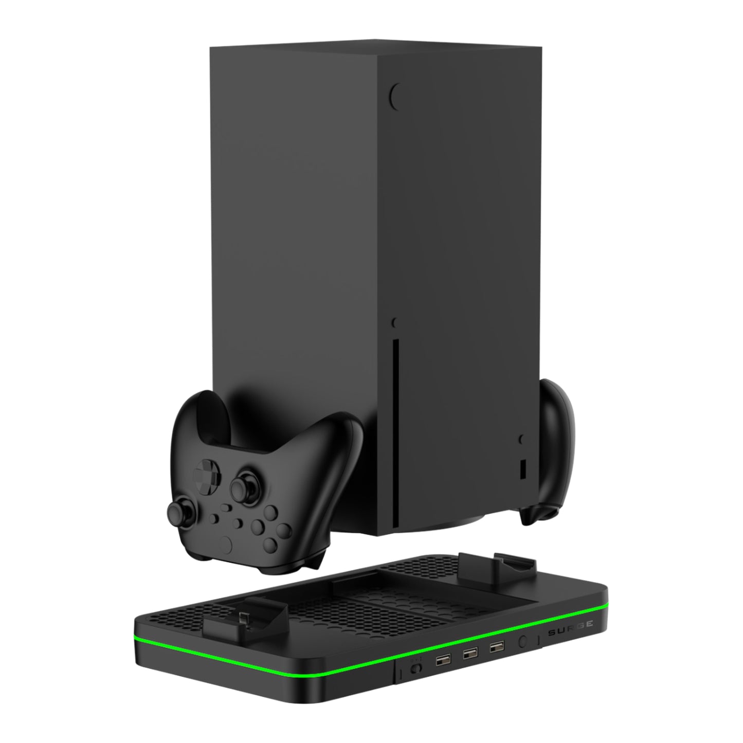 Soporte de carga multifunción Surge para Xbox Series X/S con dos ventiladores de refrigeración, color negro