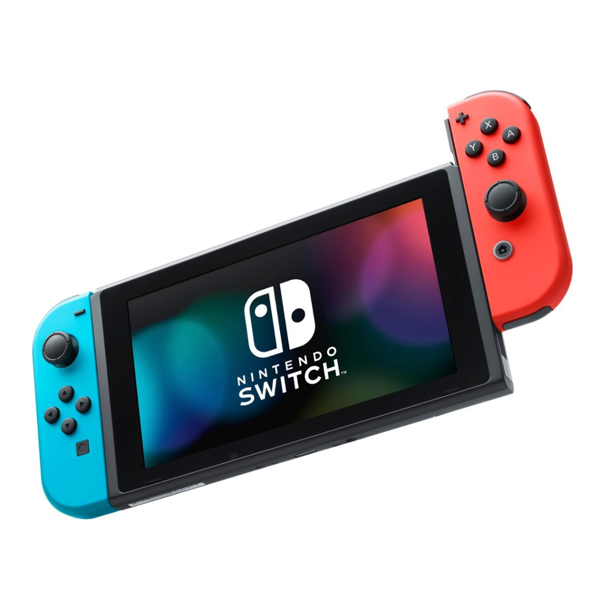 Nintendo Switch con mandos Joy‑Con: rojo neón/azul neón