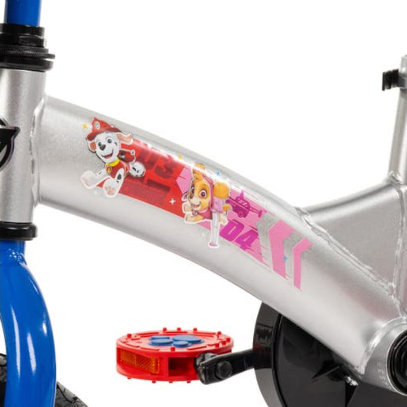 Bicicleta Huffy Paw Patrol de 12" para niños, color plateado y azul