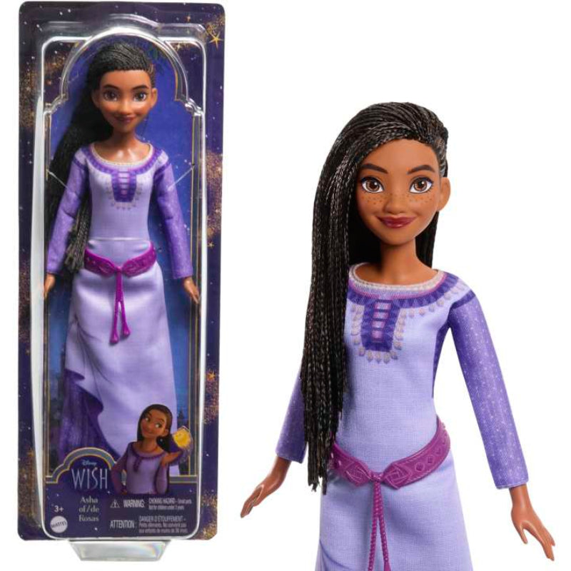 Muñeca articulada de moda con cabello natural Asha de Rosas de Disney Wish