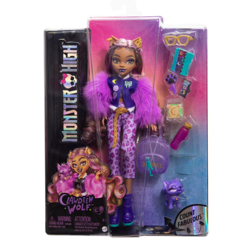 Muñeca de moda, mascota y accesorios de Monster High Clawdeen Wolf