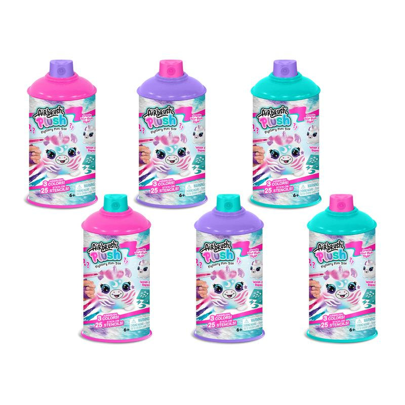 Mini latas de aerosol misteriosas de peluche con aerógrafo Style 4 Ever (paquete de 6) - Surtido