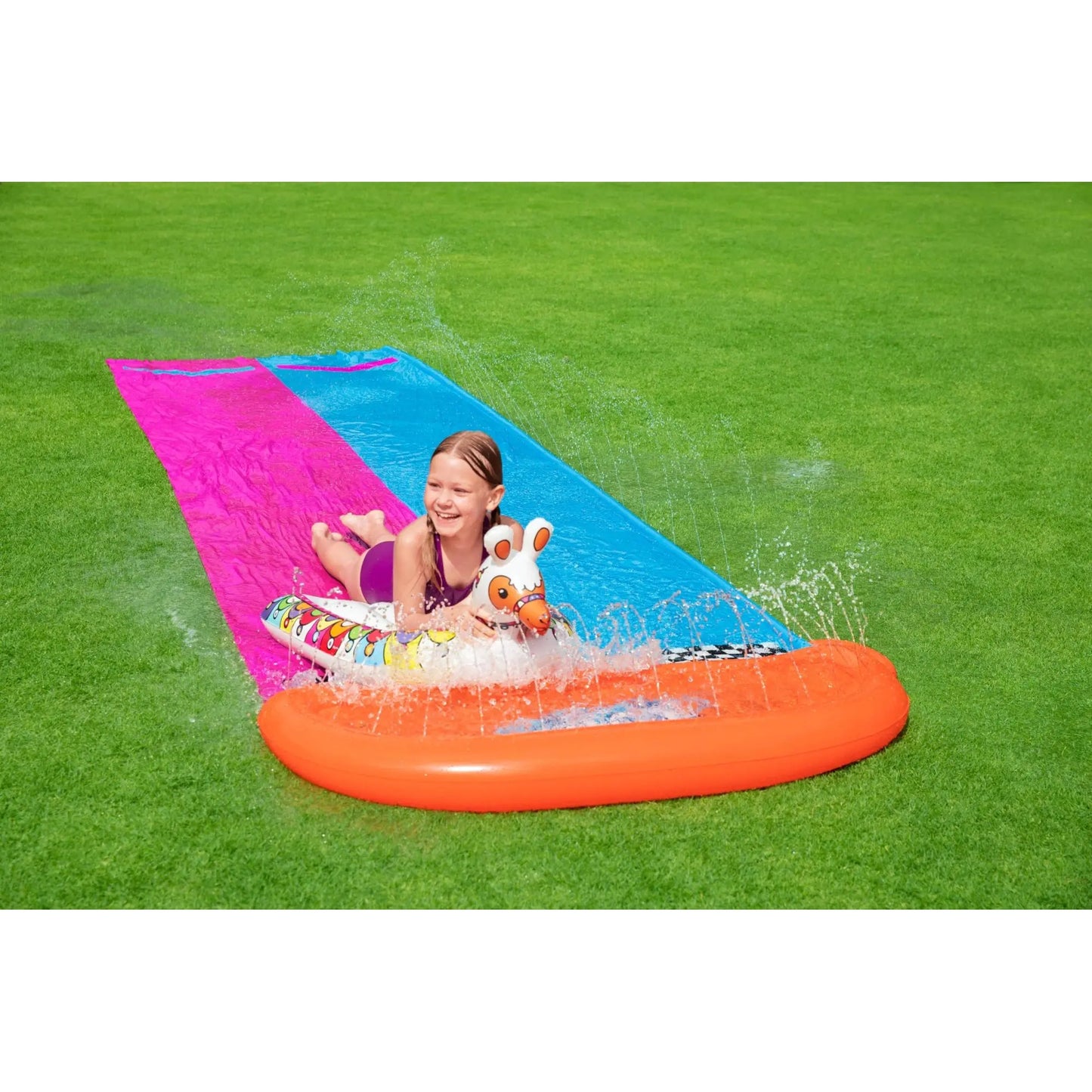 Bestway H2OGO! Llama Rama Double Race Water Slide with Two Surf Riders - Curacao