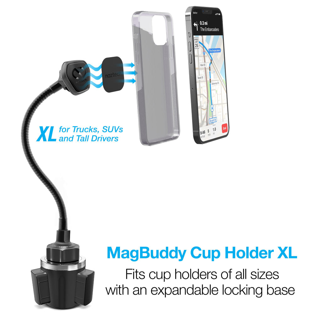 Naztech MagBuddy Elite Cup Holder XL Mount - Black