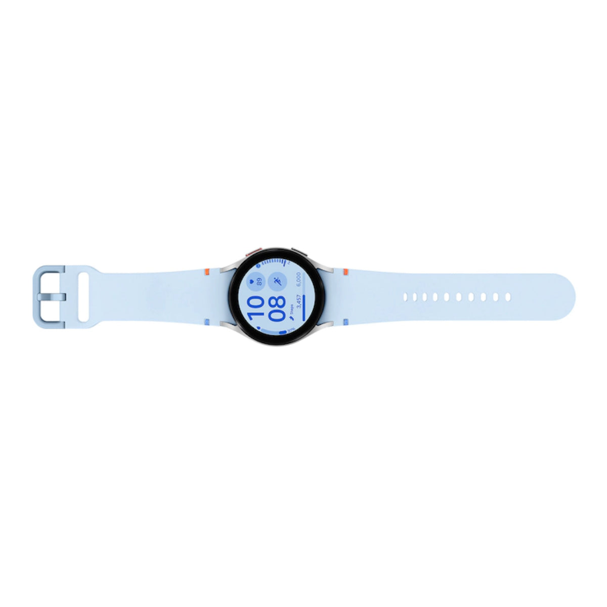 Reloj inteligente Samsung Galaxy Watch FE de 40 mm con caja de aluminio plateada y correa deportiva azul - Bluetooth