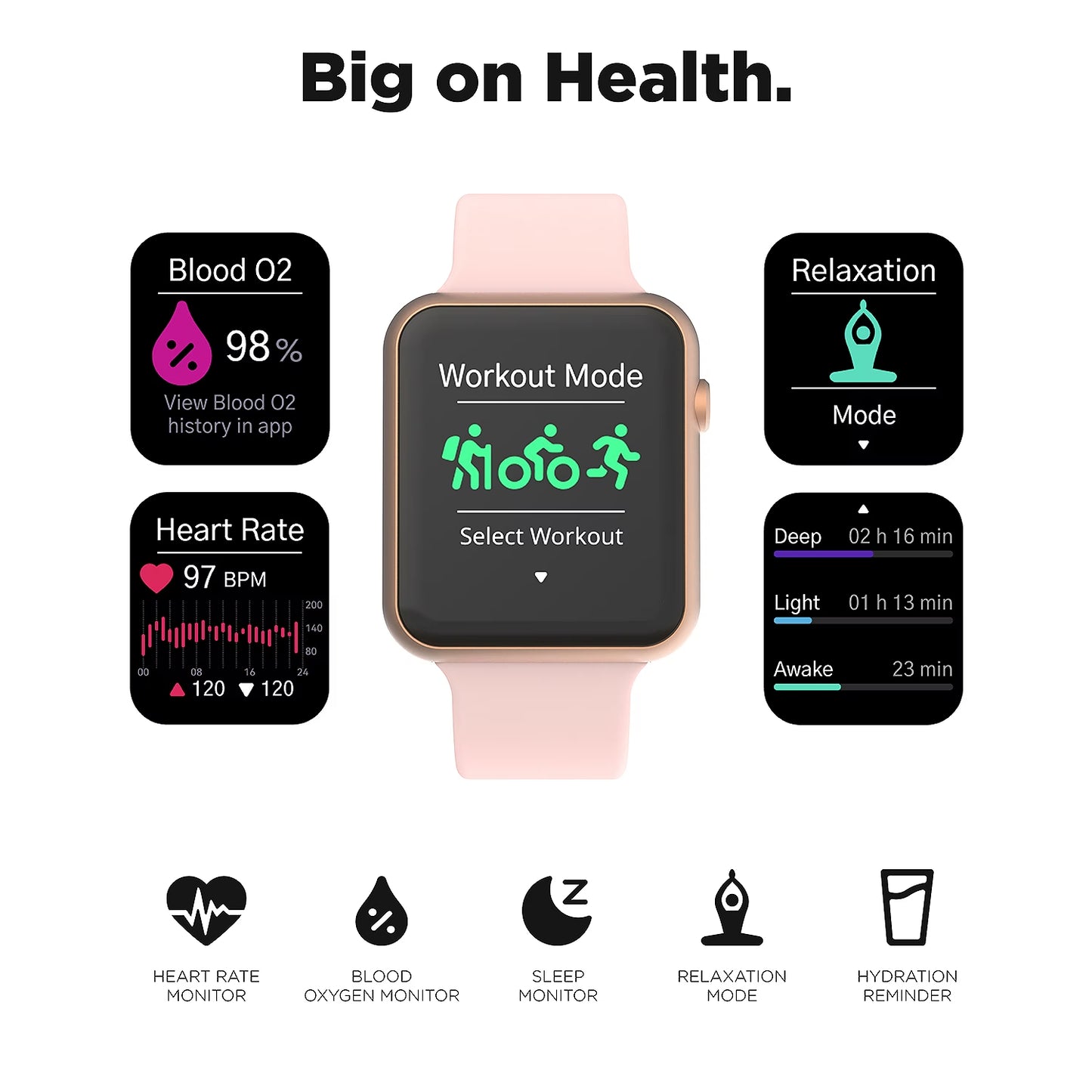 iTouch Air 4 Jillian Michaels Women's 41mm Rose Metal Alloy Case Smartwatch with Pink Silicone Strap - Bluetooth