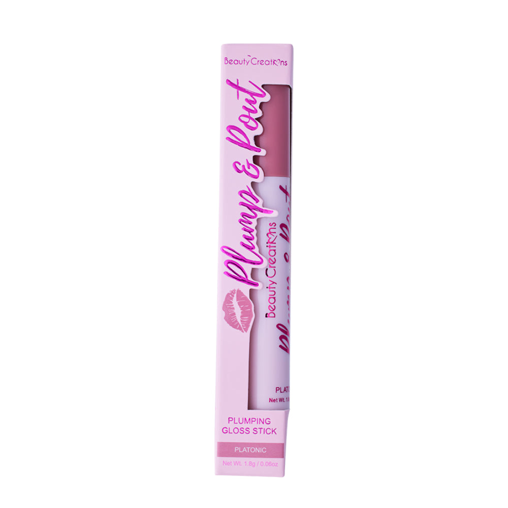 Brillo labial en barra Plump &amp; Plout de Beauty Creations: rosa platónico-polvoriento