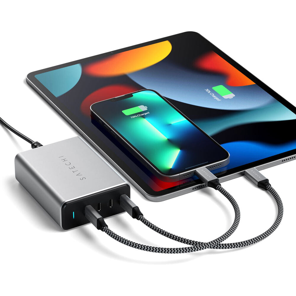 Cargador Satechi PD GaN de 4 puertos USB tipo C de 165 W, color