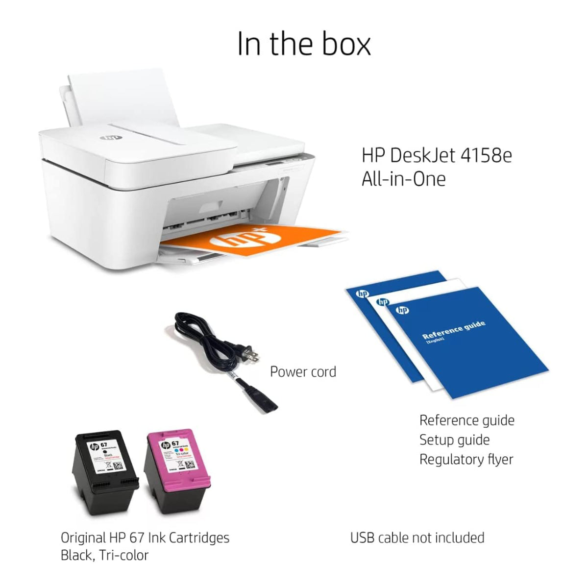 Impresora multifunción de inyección de tinta a color inalámbrica HP DeskJet 4158E - Blanca