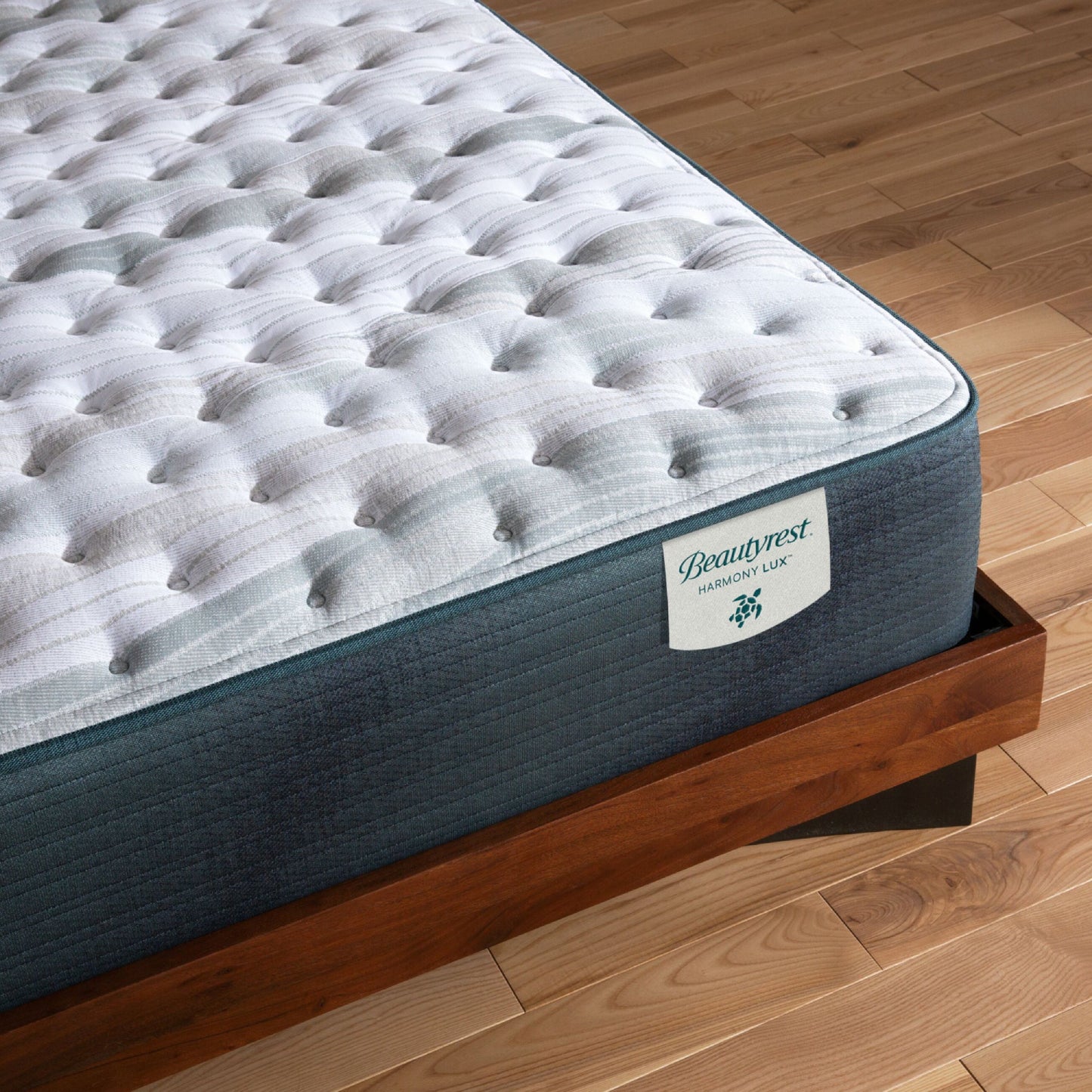 Colchón Beautyrest Harmony Lux Anchor Island de tamaño doble con cubierta acolchada mediana, firme, gris y blanco