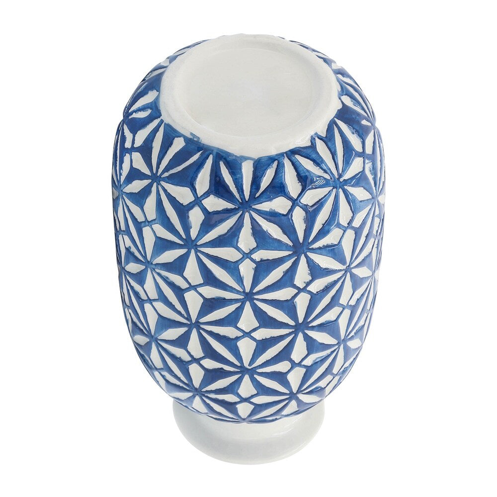 Jarrón de cerámica con forma de margarita de 8" de Sagebrook Home Contemporary - Azul