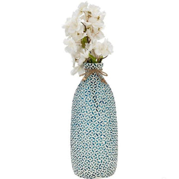 Jarrón de mosaico de vidrio contemporáneo de 13" de Sagebrook Home, color azul