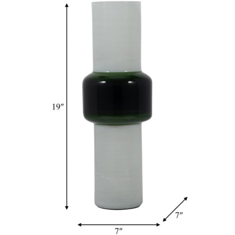 Sagebrook Home 19" Glass Cylinder Vase - White/Green