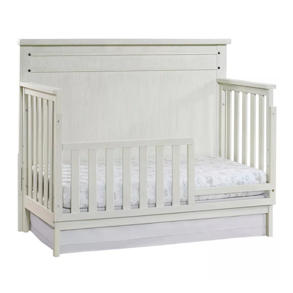 Bundle: Soho Baby Ellison Rustic White 4-in-1 Convertible Crib + Bedtime Originals Rainbow Unicorn and Fox Musical Baby Crib Mobile + Bedding Set + Diaper Stacker