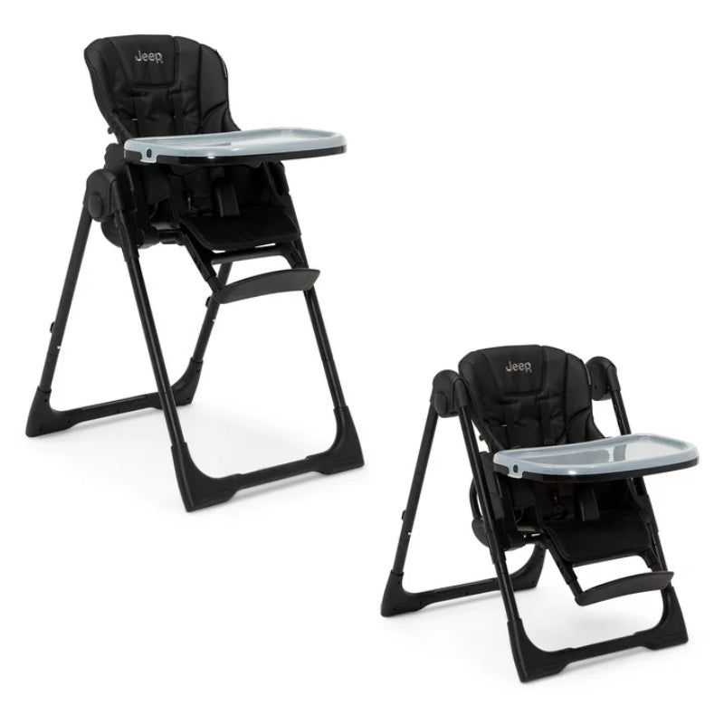 Jeep Classic Convertible 2-in-1 High Chair with Adjustable Height, Recline & Footrest- Black