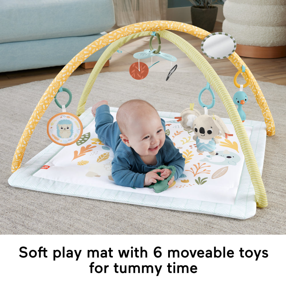 Fisher-Price Simply Senses Newborn Gym Activity Mat with 6 Sensory Toys - Multicolor