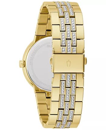 Reloj de pulsera de acero inoxidable para hombre Bulova Crystal de 40 mm con caja - Dorado