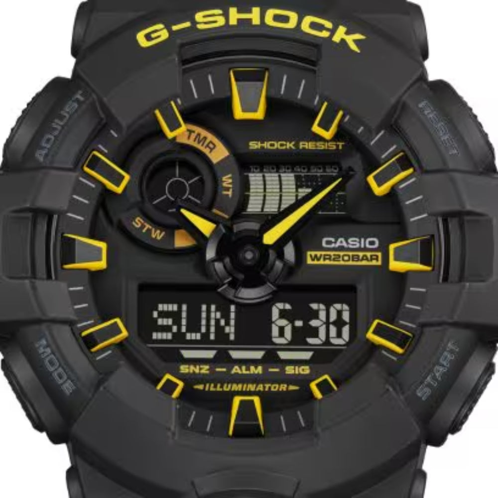 Reloj Casio G-Shock con correa analógica digital de 53,4 mm para hombre, color negro y amarillo