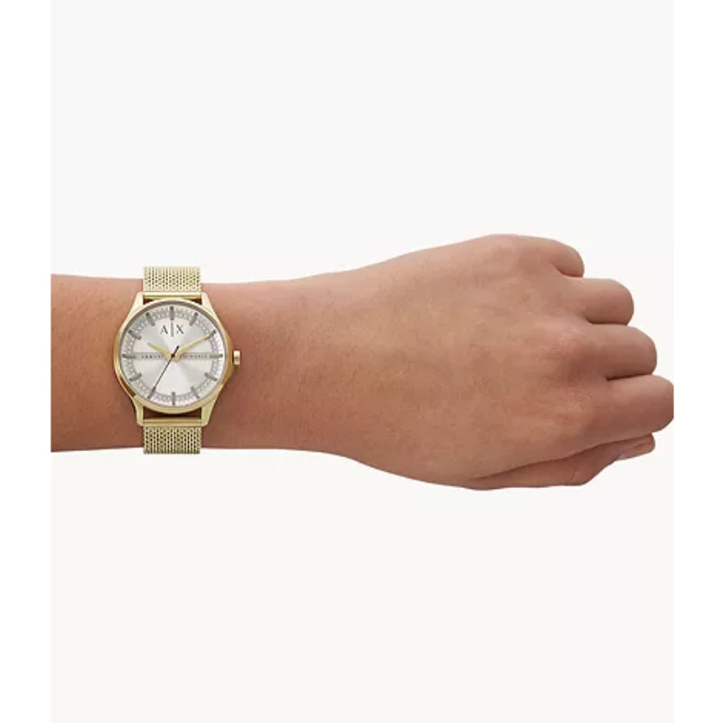 Reloj de pulsera dorado con tres manecillas de 36 mm para mujer Armani Exchange Lady Hampton - Esfera gris