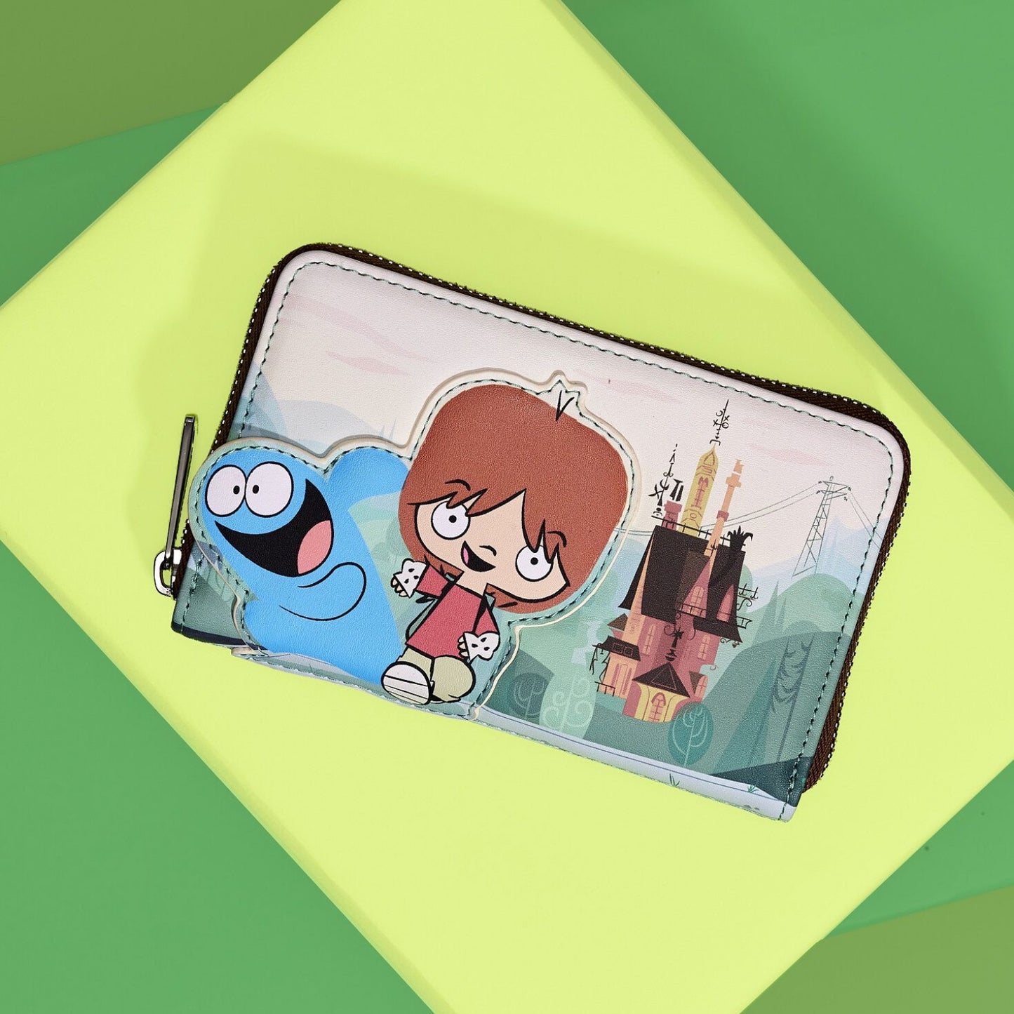 Loungefly 4" Foster's Home For Imaginary Friends Mac and Bloo Zip Around Wallet in Faux Leather - Multicolor