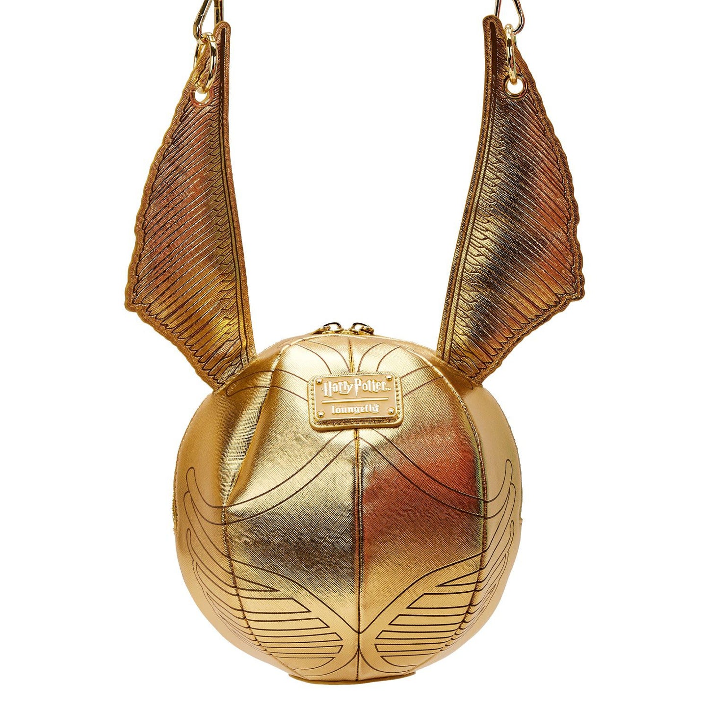 Loungefly 7" Harry Potter Golden Snitch Crossbody Bag in Faux Leather - Golden