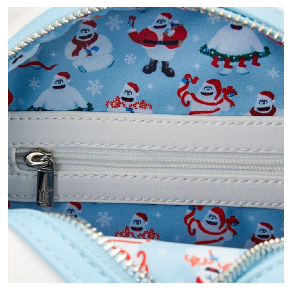 Bolso bandolera Loungefly de poliuretano con cabeza de abejorro en forma de Rudolph, el reno de nariz roja, de 11 pulgadas, color blanco y azul