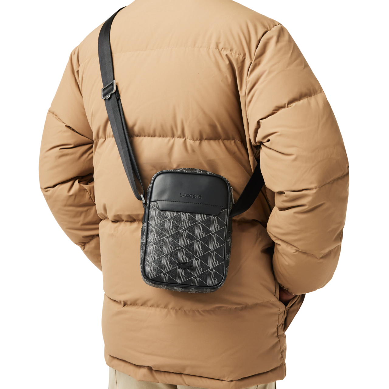 Lacoste The Blend Monogram Print Shoulder Bag - Black/Gray– Curacao