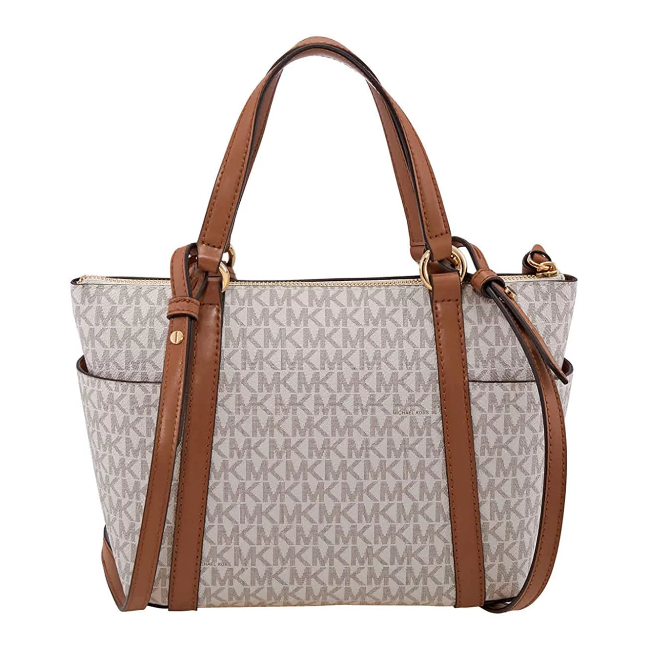 Bolso tote con cremallera superior y logotipo pequeño Sullivan de Michael Kors - Blanco