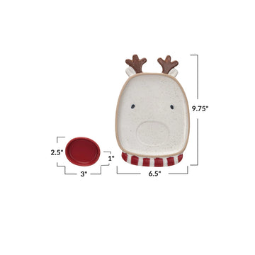 Creative Co-op Platter with Dish (Set of 2) - Red/white