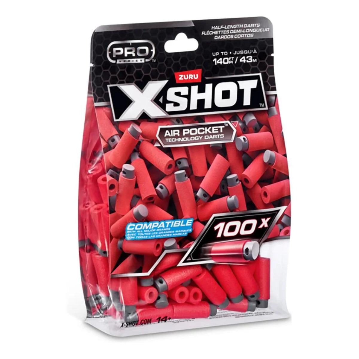 XShot Pro Half Length Refill Darts (100-Pieces) - Red
