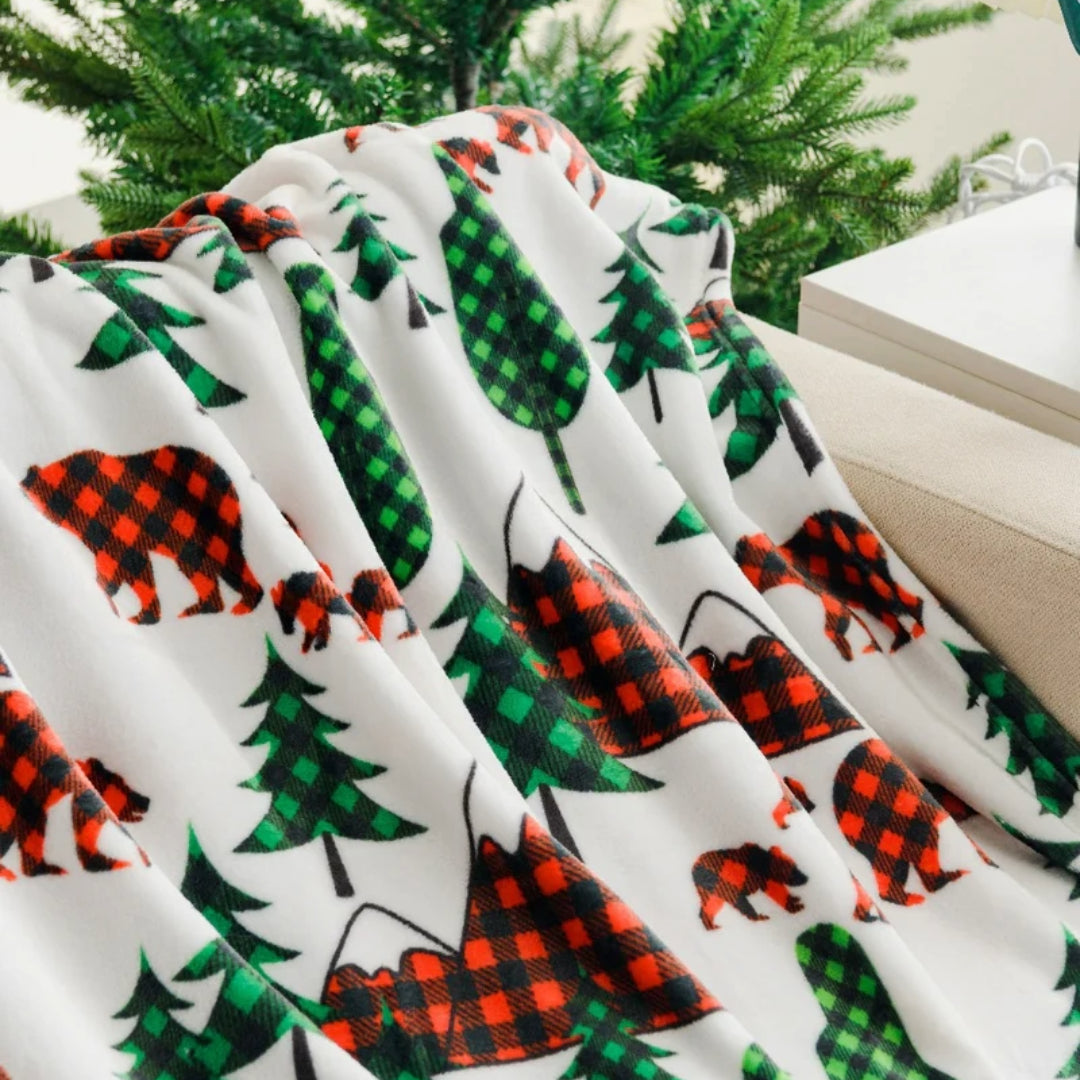 Ultra Soft Oversized Plush Holiday Throw Blanket - Multi Bear