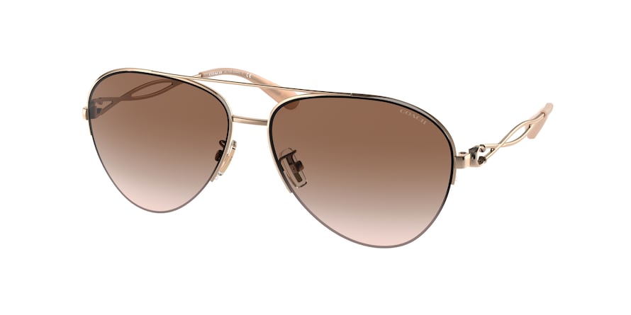 Coach Shiny Rose Gold Brown Gradient Flash Sunglasses