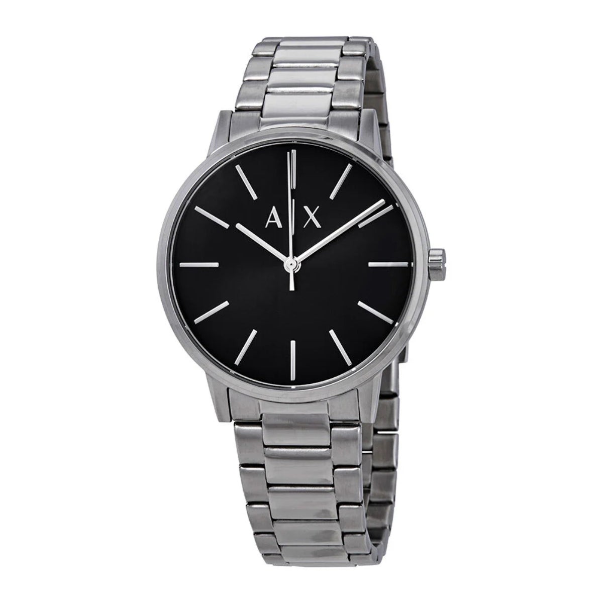 Armani Exchange Cayde Men's 42mm Silver Bracelet Watch - Black Dial