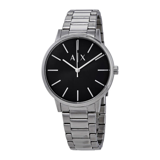 Armani Exchange Cayde Men's 42mm Silver Bracelet Watch - Black Dial