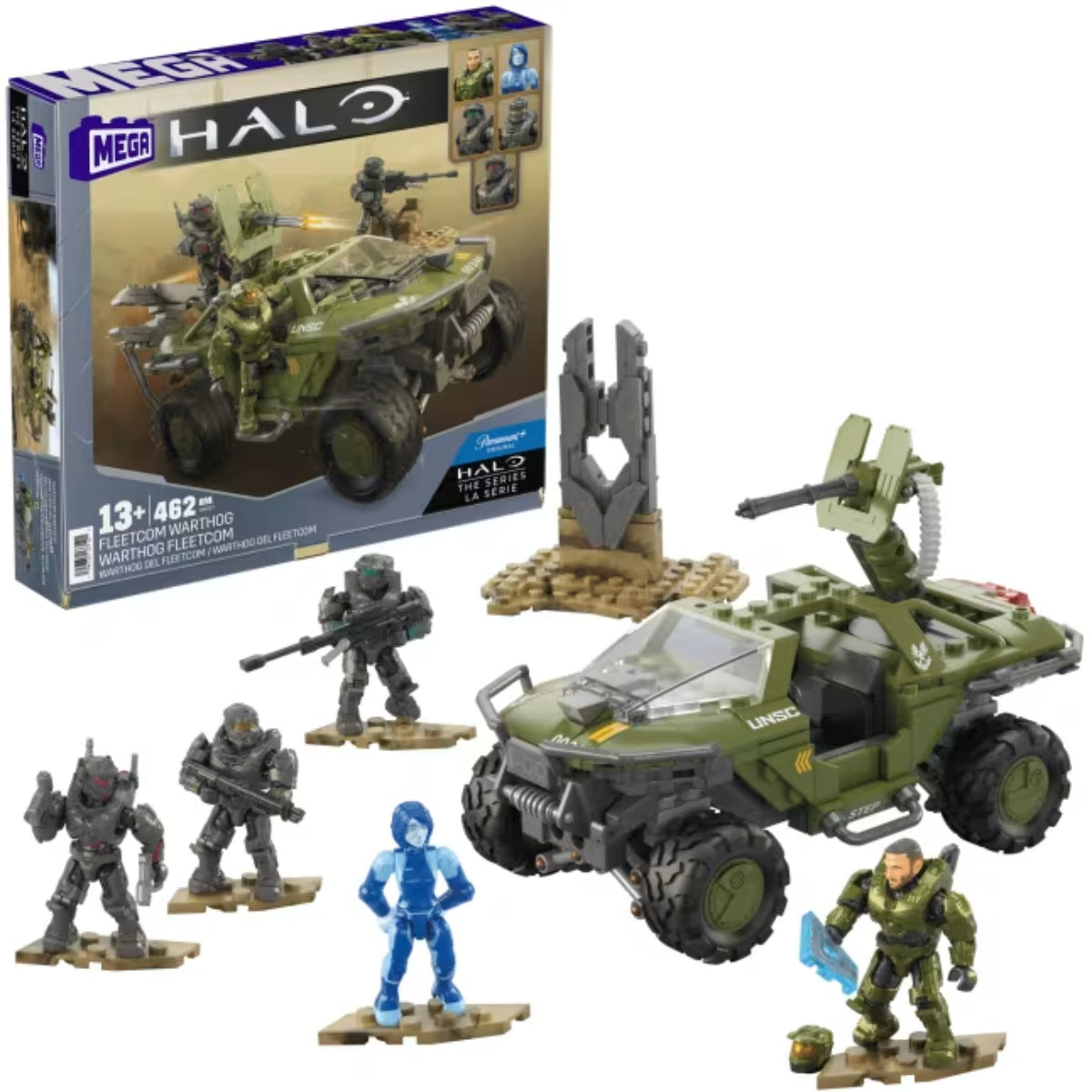 Mega Halo Fleetcom Warthog Vehicle Building Toy Set With 5 Micro Action Figures (469-Pieces)