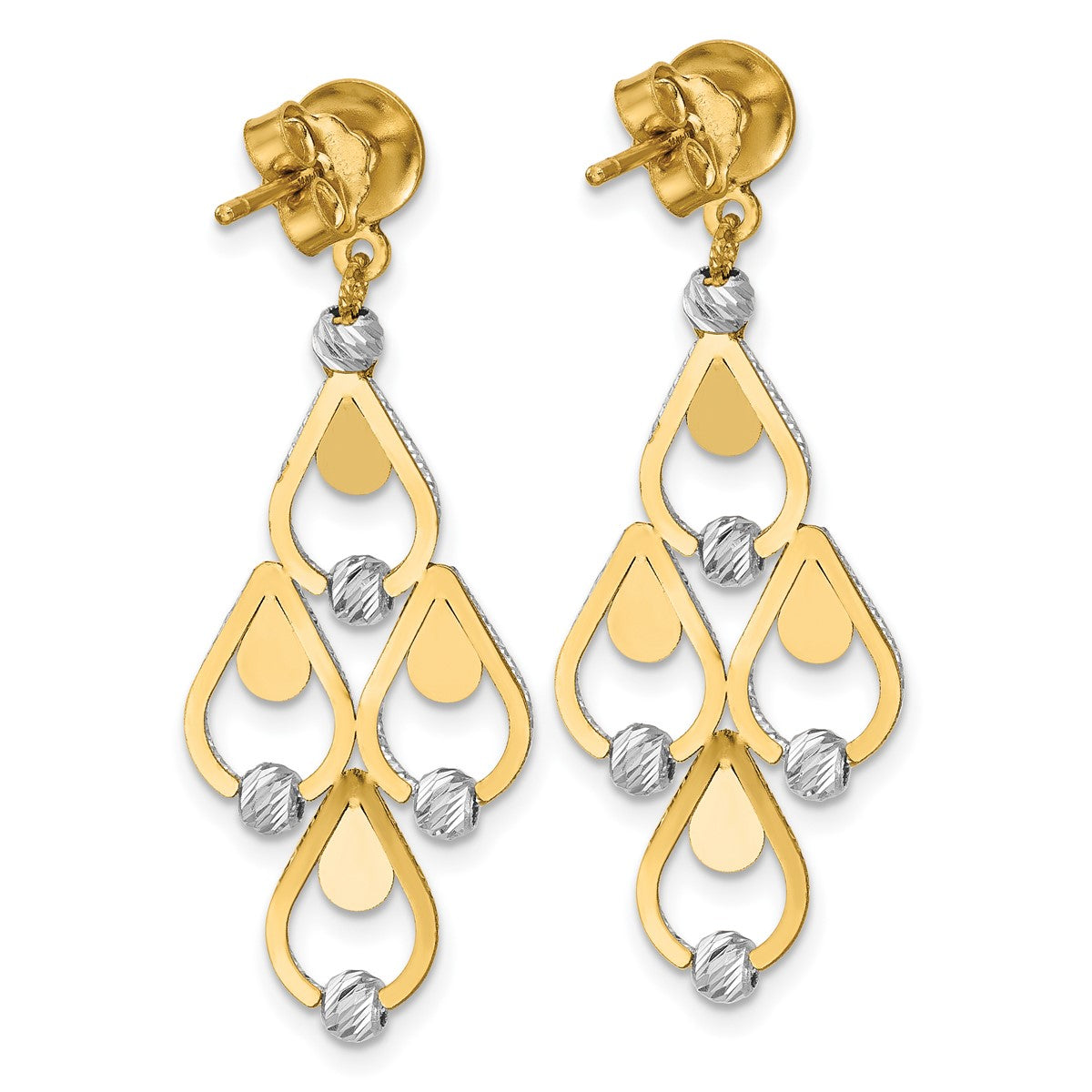 14K Leslie's Women's Diamond-Cut Chandelier Drop & Dangle Earrings in Rhodium Plating-over 14K Two-Tone Gold