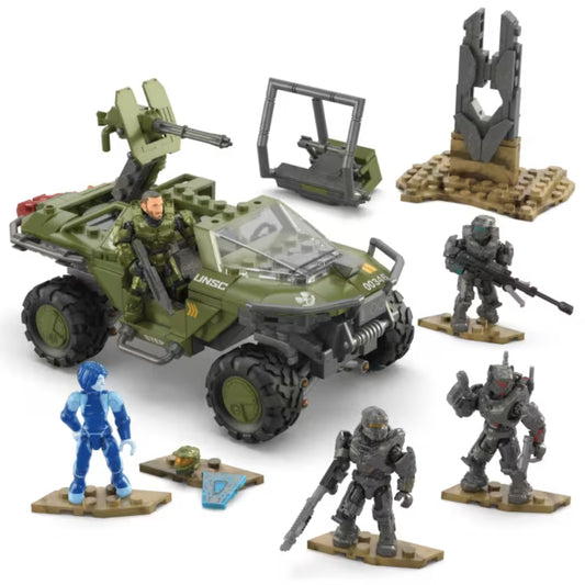 Mega Halo Fleetcom Warthog Vehicle Building Toy Set With 5 Micro Action Figures (469-Pieces)
