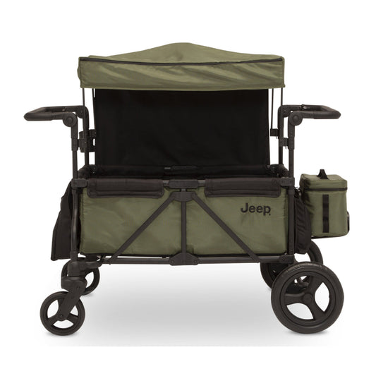 Jeep Deluxe Wrangler Wagon Stroller with Cooler Bag and Parent Organizer - Green/Black