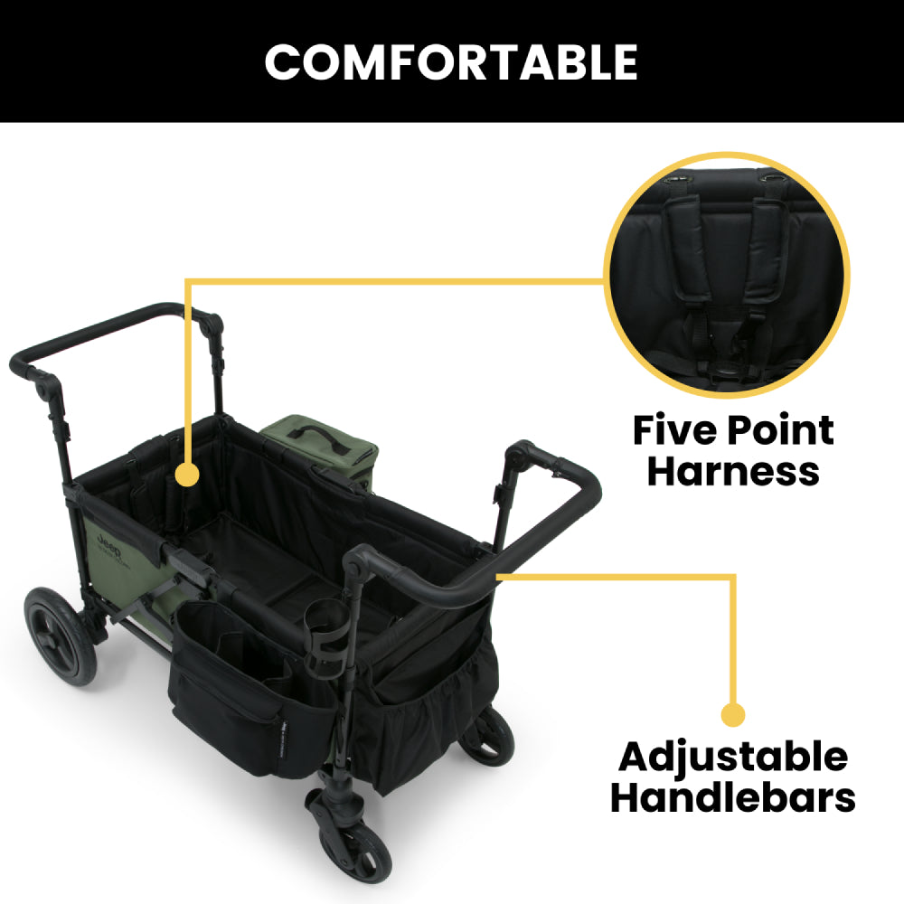Jeep Deluxe Wrangler Wagon Stroller with Cooler Bag and Parent Organiz– Curacao