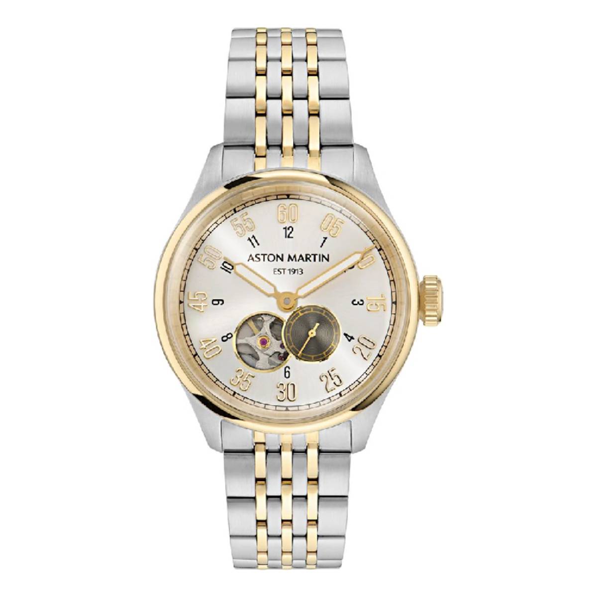 Aston Martin Timeless Men's 41mm Automatic Two-Tone Bracelet Watch - Silver Dial