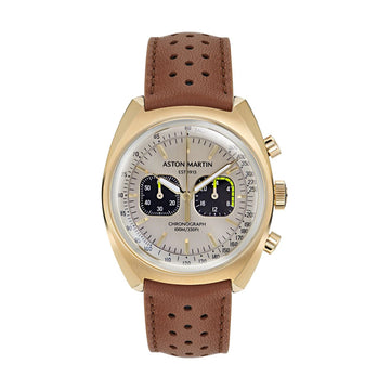 Aston Martin TS2 Men's 43mm Chronograph Brown Strap Watch - Silver Dial