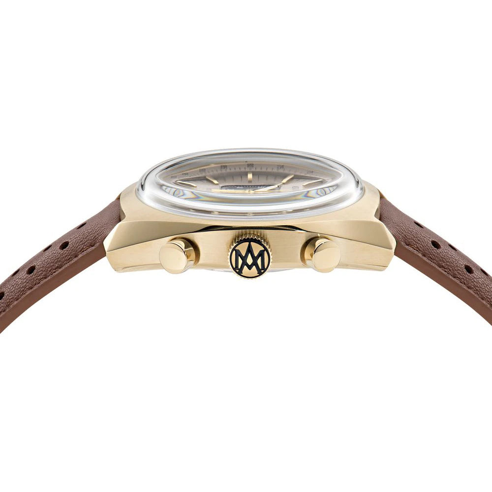 Aston Martin TS2 Men's 43mm Chronograph Brown Strap Watch - Silver Dial