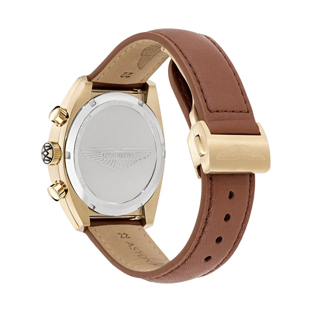 Aston Martin TS2 Men's 43mm Chronograph Brown Strap Watch - Silver Dial